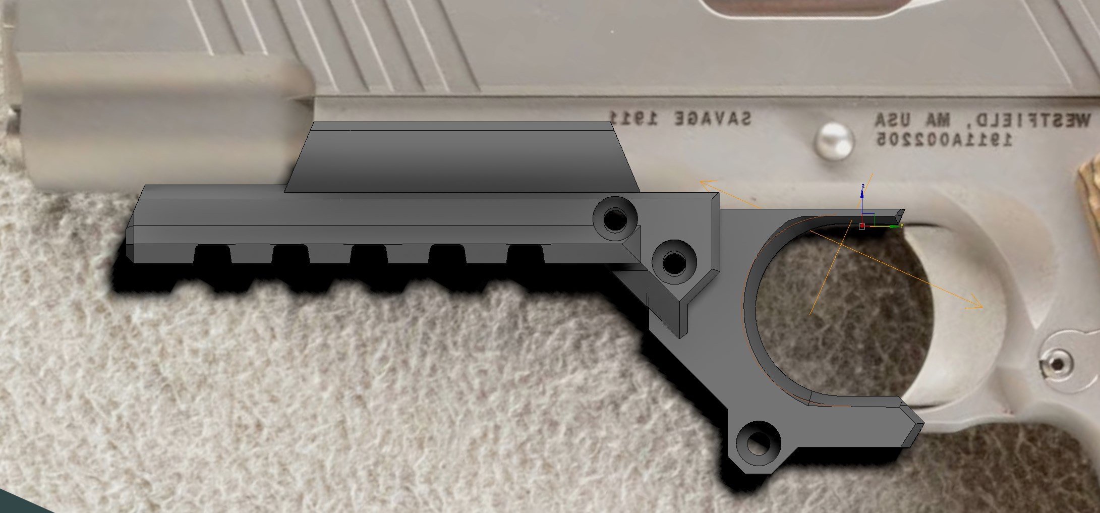 3d printed rail adapter savage 2011 acp automatic colt pistol